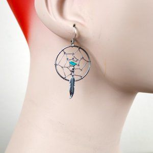 Vintage Silver and Turquoise Dreamcatcher Earrings